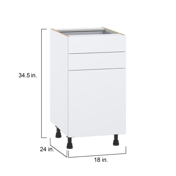 Lily Bright White  Slab Assembled Base Cabinet with 1 Door and Two 5 in. Drawers (18 in. W x 34.5 in. H x 24 in. D)