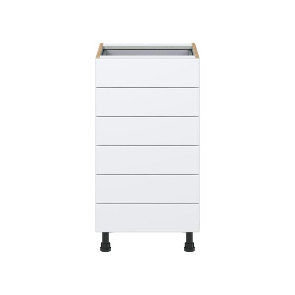 Lily Bright White  Slab Assembled Base Cabinet with 6 Drawers (18 in. W x 34.5 in. H x 24 in. D)