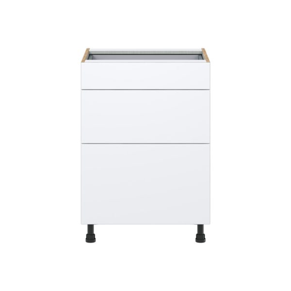 Lily Bright White  Slab Assembled Base Cabinet with 3 Drawers (24 in. W x 34.5 in. H x 24 in. D)