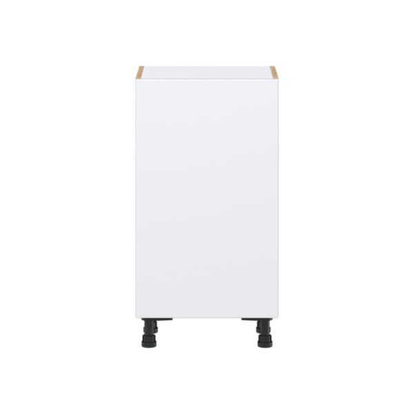 Lily Bright White  Slab Assembled Shallow Base Cabinet with a Full High Door(18 in. W x 34.5 in. H x 14 in. D)