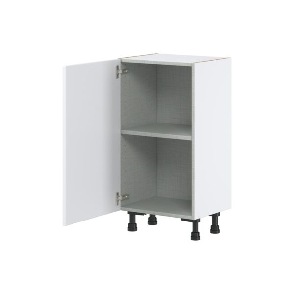 Lily Bright White  Slab Assembled Shallow Base Cabinet with a Full High Door(18 in. W x 34.5 in. H x 14 in. D)