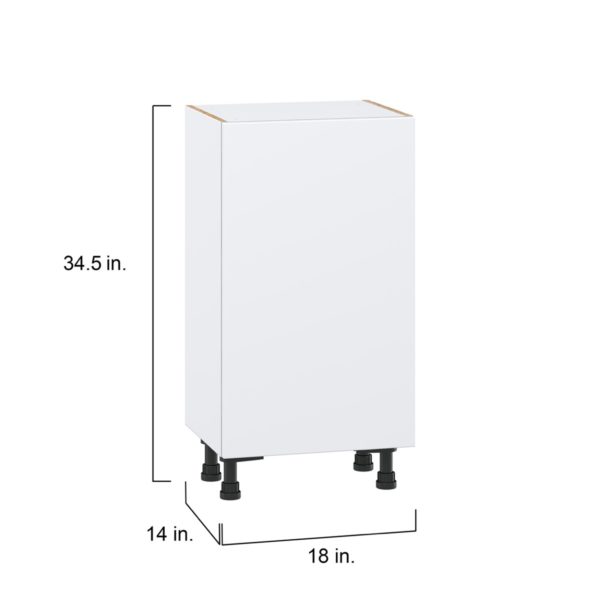 Lily Bright White  Slab Assembled Shallow Base Cabinet with a Full High Door(18 in. W x 34.5 in. H x 14 in. D)