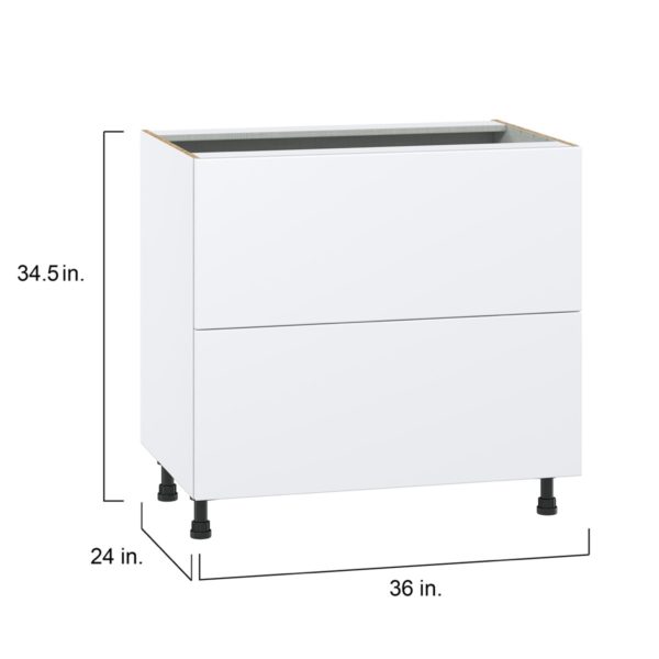 Lily Bright White  Slab Assembled Base Cabinet with 2 Drawers (36 in. W x 34.5 in. H x 24 in. D)