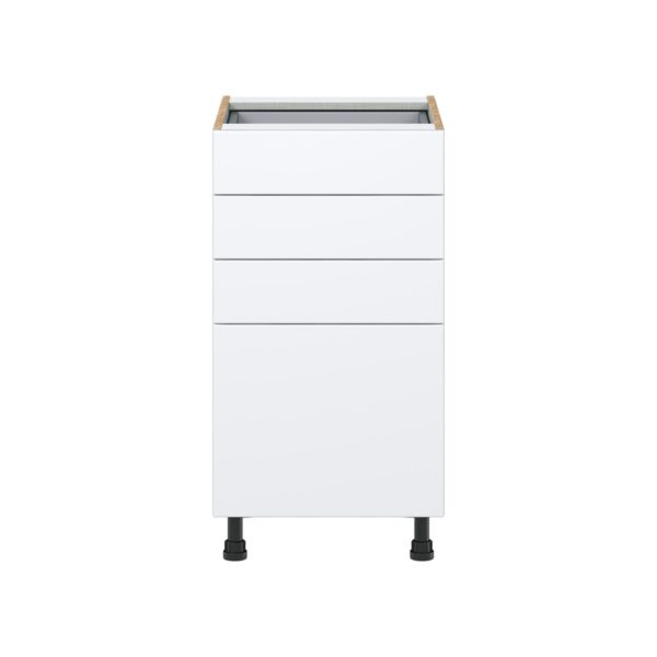 Lily Bright White  Slab Assembled Base Cabinet with 4 Drawers (18 in. W x 34.5 in. H x 24 in. D)