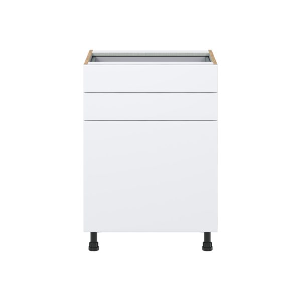 Lily Bright White  Slab Assembled Base Cabinet with 1 Door and Two 5 in. Drawers (24 in. W x 34.5 in. H x 24 in. D)