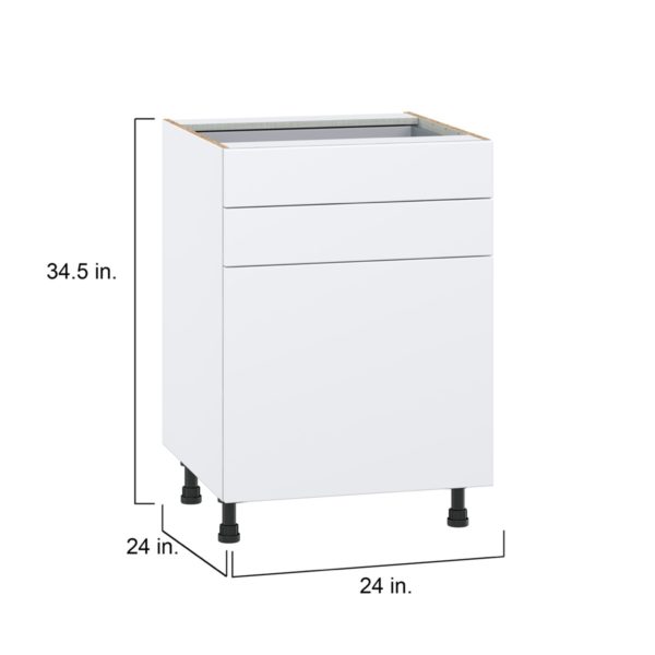 Lily Bright White  Slab Assembled Base Cabinet with 1 Door and Two 5 in. Drawers (24 in. W x 34.5 in. H x 24 in. D)