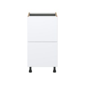 Lily Bright White  Slab Assembled Base Cabinet with 2 Drawers (18 in. W x 34.5 in. H x 24 in. D)