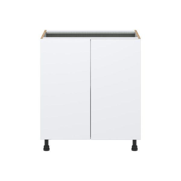 Lily Bright White  Slab Assembled Base Cabinet with 2 Full High Doors (30 in. W x 34.5 in. H x 24 in. D)