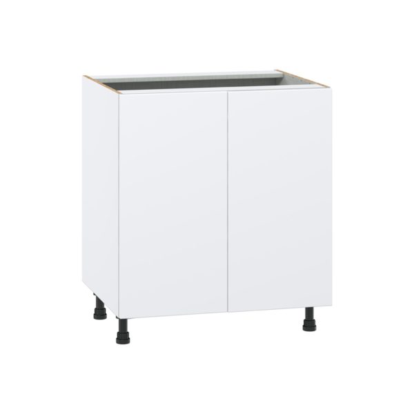 Lily Bright White  Slab Assembled Base Cabinet with 2 Full High Doors (30 in. W x 34.5 in. H x 24 in. D)