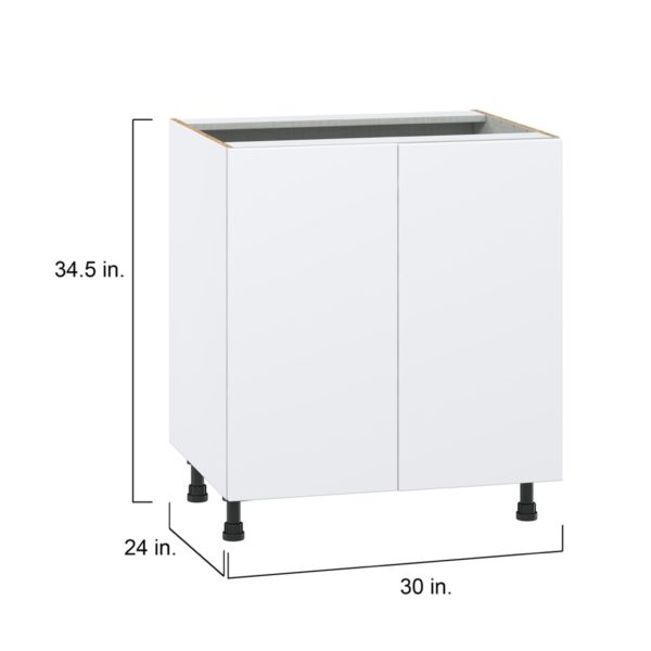 Lily Bright White  Slab Assembled Base Cabinet with 2 Full High Doors (30 in. W x 34.5 in. H x 24 in. D)