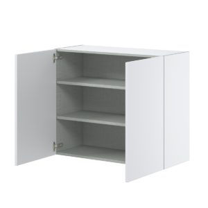 Lily Bright White  Slab Assembled Wall  Cabinet with 2 Full High Doors (36 in. W x 30 in. H x 14 in. D)