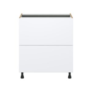 Lily Bright White  Slab Assembled Base Cabinet with 2 Drawers (30 in. W x 34.5 in. H x 24 in. D)