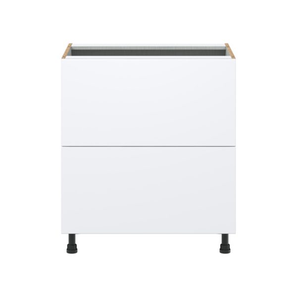 Lily Bright White  Slab Assembled Base Cabinet with 2 Drawers (30 in. W x 34.5 in. H x 24 in. D)