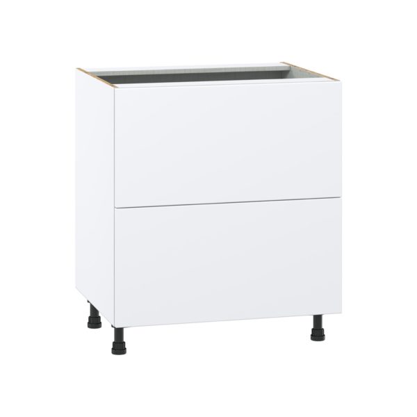 Lily Bright White  Slab Assembled Base Cabinet with 2 Drawers (30 in. W x 34.5 in. H x 24 in. D)