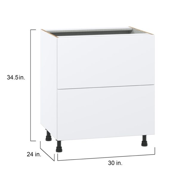 Lily Bright White  Slab Assembled Base Cabinet with 2 Drawers (30 in. W x 34.5 in. H x 24 in. D)