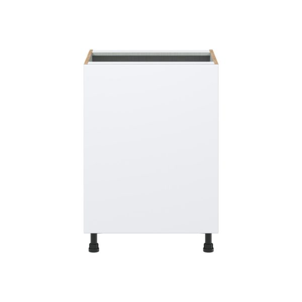 Lily Bright White  Slab Assembled Base Cabinet with a Full High Door and 3 Inner Drawers (24 in. W x 34.5 in. H x 24 in. D)