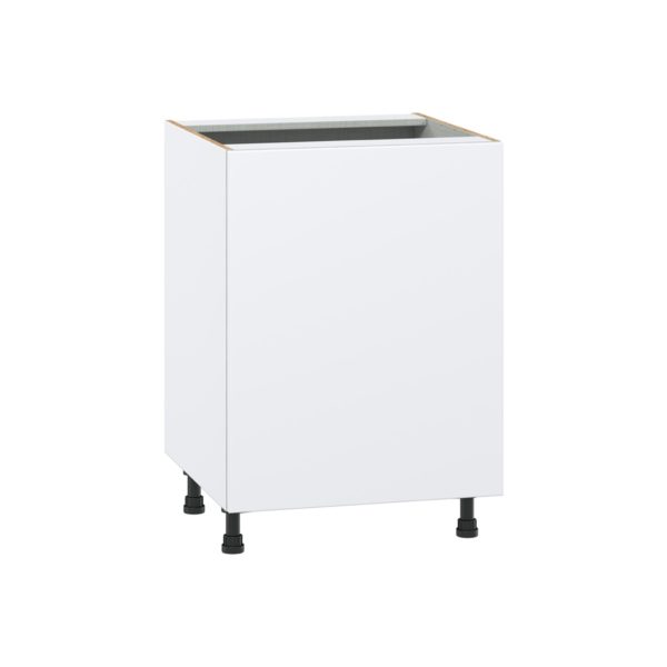 Lily Bright White  Slab Assembled Base Cabinet with a Full High Door and 3 Inner Drawers (24 in. W x 34.5 in. H x 24 in. D)