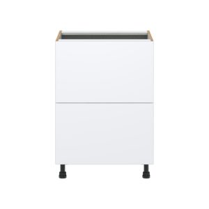 Lily Bright White  Slab Assembled Base Cabinet with 2 Drawers (24 in. W x 34.5 in. H x 24 in. D)