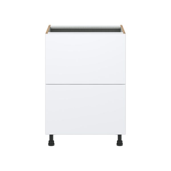 Lily Bright White  Slab Assembled Base Cabinet with 2 Drawers (24 in. W x 34.5 in. H x 24 in. D)