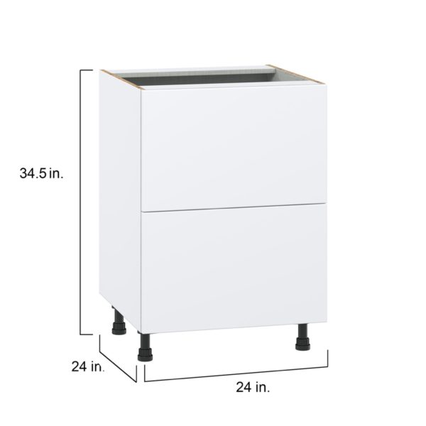 Lily Bright White  Slab Assembled Base Cabinet with 2 Drawers (24 in. W x 34.5 in. H x 24 in. D)