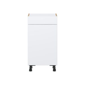 Lily Bright White  Slab Assembled Shallow Base Cabinet with 1 Door and 1 Drawer (18 in. W x 34.5 in. H x 14 in. D)