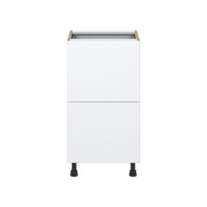 Lily Bright White  Slab Assembled Base Cabinet with 2 Drawers and 1 Inner Drawer (18 in. W x 34.5 in. H x 24 in. D)