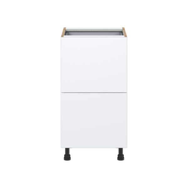 Lily Bright White  Slab Assembled Base Cabinet with 2 Drawers and 1 Inner Drawer (18 in. W x 34.5 in. H x 24 in. D)