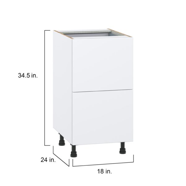 Lily Bright White  Slab Assembled Base Cabinet with 2 Drawers and 1 Inner Drawer (18 in. W x 34.5 in. H x 24 in. D)