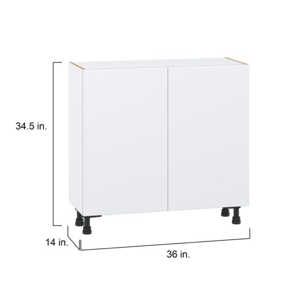 Lily Bright White  Slab Assembled Shallow Base Cabinet with 2 Full High Doors (36 in. W x 34.5 in. H x 14 in. D)