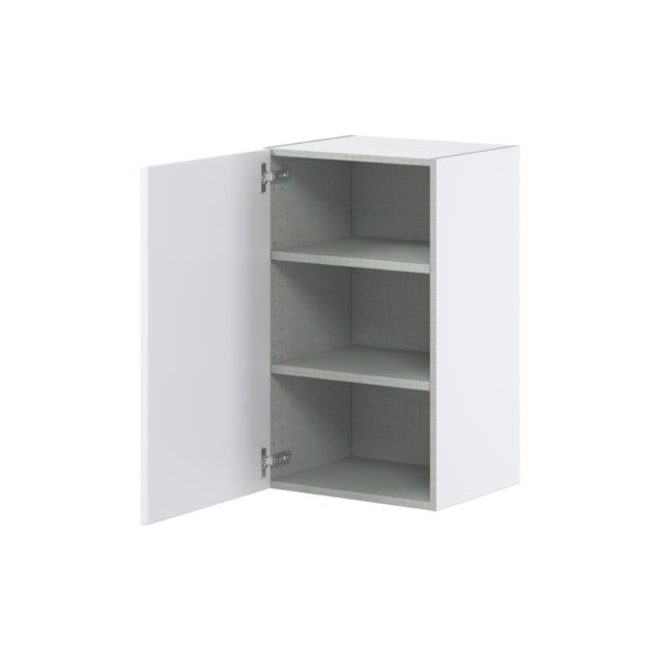 Lily Bright White  Slab Assembled Wall  Cabinet with Full high Door (18 in. W x 30 in. H x 14 in. D)