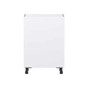 Lily Bright White  Slab Assembled Shallow Base Cabinet with a Full High Door (24 in. W x 34.5 in. H x 14 in. D)