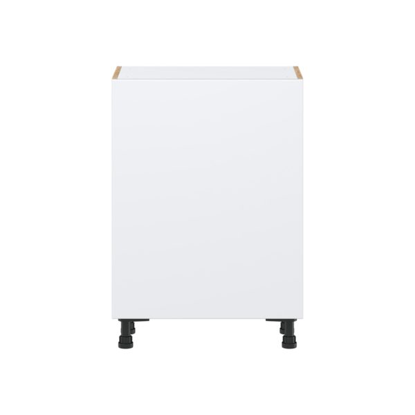 Lily Bright White  Slab Assembled Shallow Base Cabinet with a Full High Door (24 in. W x 34.5 in. H x 14 in. D)