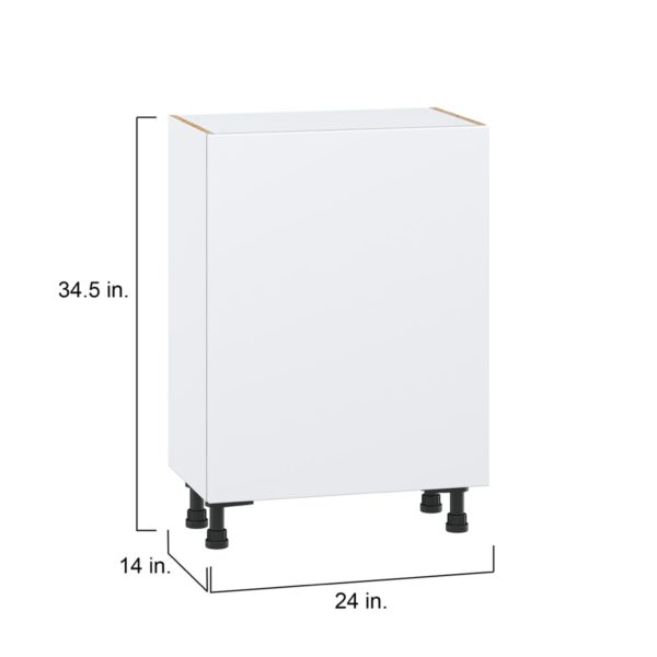 Lily Bright White  Slab Assembled Shallow Base Cabinet with a Full High Door (24 in. W x 34.5 in. H x 14 in. D)