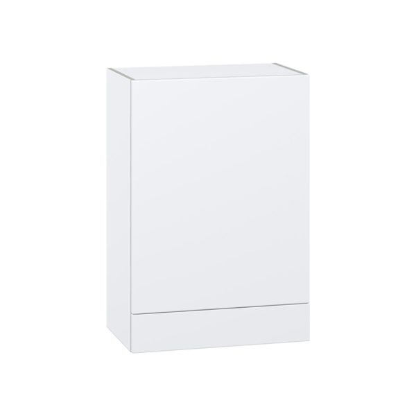 Lily Bright White  Slab Assembled Wall  Cabinet with a Door and a 5 in. Drawer (24 in. W x 35 in. H x 14 in. D)