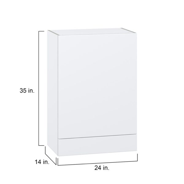 Lily Bright White  Slab Assembled Wall  Cabinet with a Door and a 5 in. Drawer (24 in. W x 35 in. H x 14 in. D)