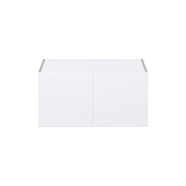 Lily Bright White  Slab Assembled Deep Wall Bridge Cabinet (30 in. W X 15 in. H X 24 in. D)