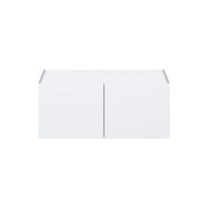 Lily Bright White  Slab Assembled Deep Wall Bridge  Cabinet (36 in. W X 15 in. H X 24 in. D)