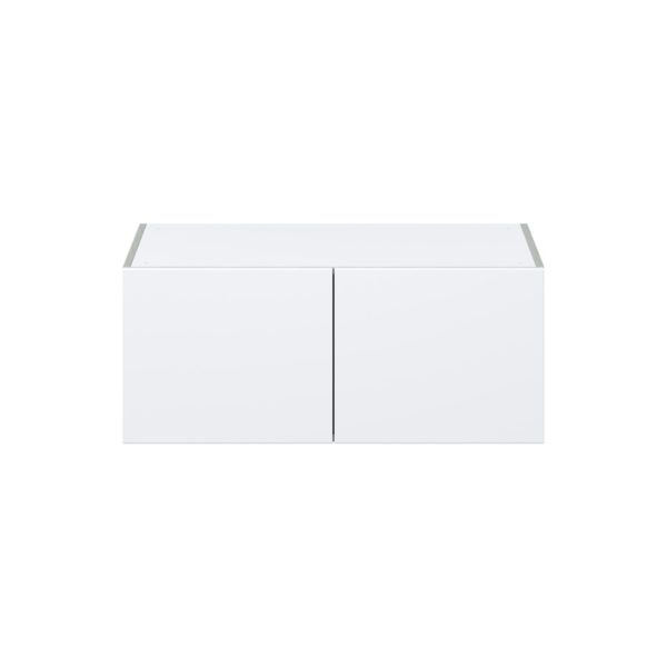 Lily Bright White  Slab Assembled Deep Wall Bridge  Cabinet (36 in. W X 15 in. H X 24 in. D)