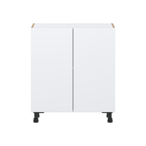 Lily Bright White  Slab Assembled Shallow Base Cabinet with 2 Full High Doors (30 in. W x 34.5 in. H x 14 in. D)