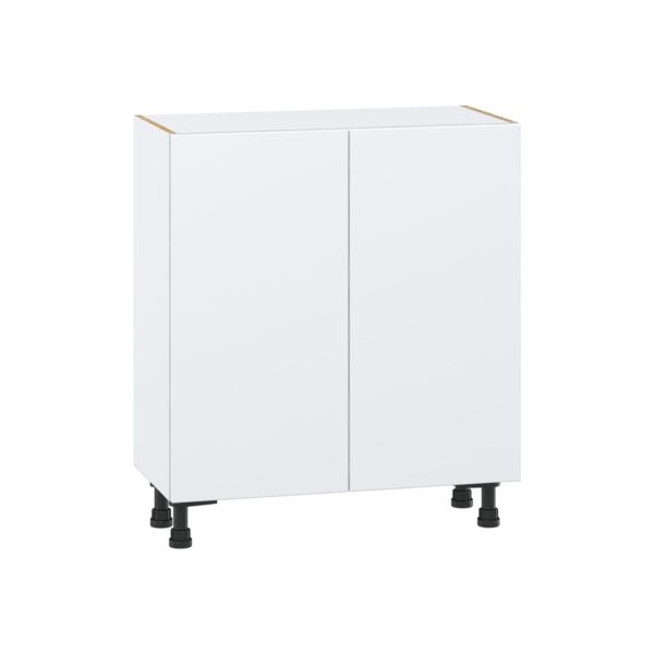 Lily Bright White  Slab Assembled Shallow Base Cabinet with 2 Full High Doors (30 in. W x 34.5 in. H x 14 in. D)