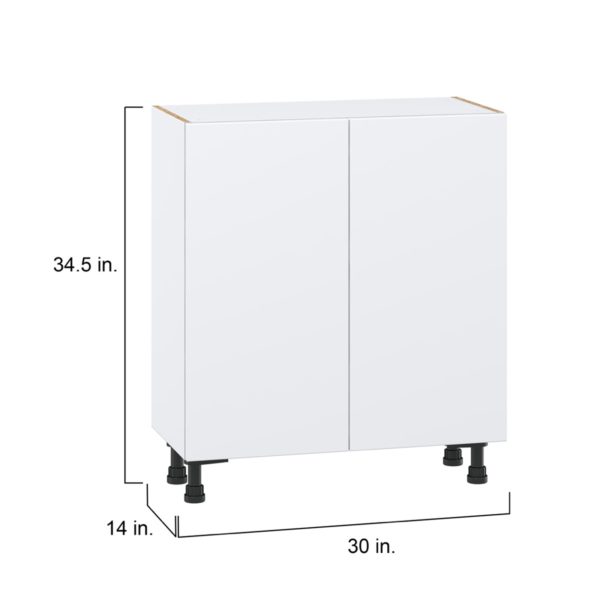 Lily Bright White  Slab Assembled Shallow Base Cabinet with 2 Full High Doors (30 in. W x 34.5 in. H x 14 in. D)