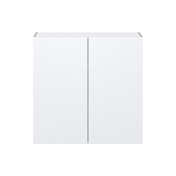 Lily Bright White  Slab Assembled Wall  Cabinet with 2 Full High Doors (36 in. W x 35 in. H x 14 in. D)