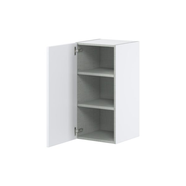 Lily Bright White  Slab Assembled Wall  Cabinet with Full High Door (15 in. W x 30 in. H x 14 in. D)