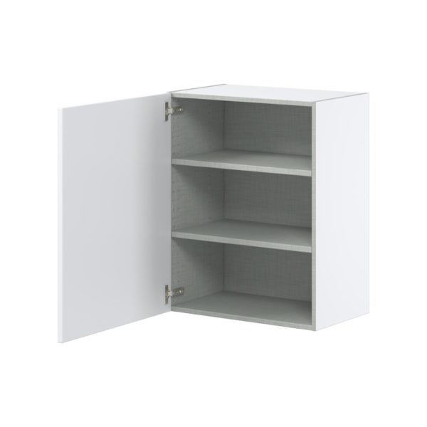 Lily Bright White  Slab Assembled Wall  Cabinet with Full High Door (24 in. W x 30 in. H x 14 in. D)