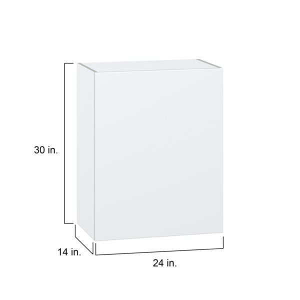 Lily Bright White  Slab Assembled Wall  Cabinet with Full High Door (24 in. W x 30 in. H x 14 in. D)