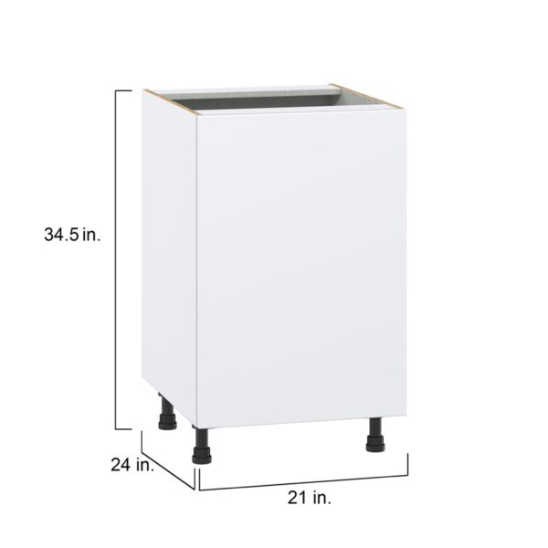 Lily Bright White  Slab Assembled Base Cabinet with a Full High Door (21 in. W x 34.5 in. H x 24 in. D)