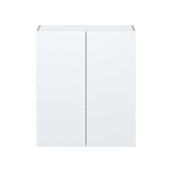 Lily Bright White  Slab Assembled Wall  Cabinet with 2 Full High Doors (30 in. W x 35 in. H x 14 in. D)