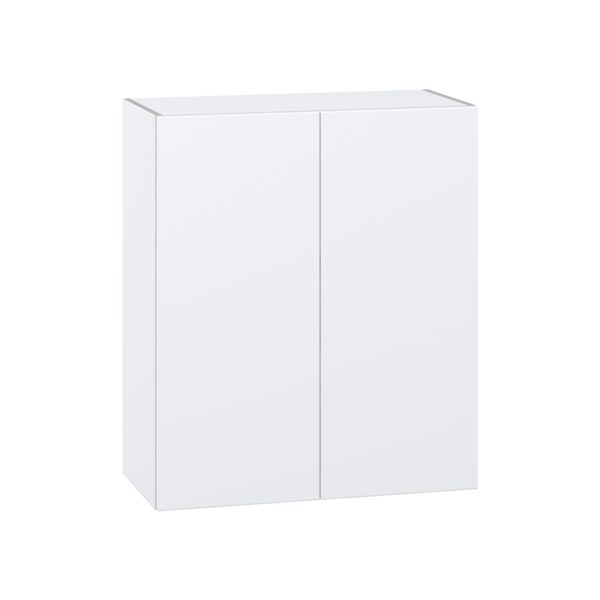 Lily Bright White  Slab Assembled Wall  Cabinet with 2 Full High Doors (30 in. W x 35 in. H x 14 in. D)