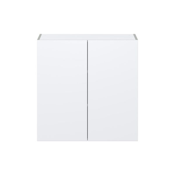 Lily Bright White  Slab Assembled Wall  Cabinet with 2 Full High Doors (30 in. W x 30 in. H x 14 in. D)