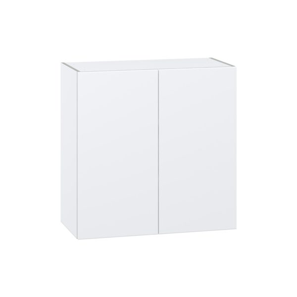 Lily Bright White  Slab Assembled Wall  Cabinet with 2 Full High Doors (30 in. W x 30 in. H x 14 in. D)